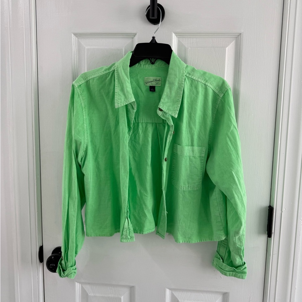 Universal Thread Bright Green Button-Up Mid- Length Shirt